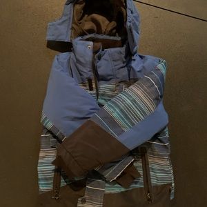 GUC boys London fog winter jacket, blue stripe, 6